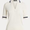 Weiße Kurzarmpullover aus Seidenmischung von Ralph Lauren für Damen