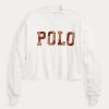 Weiße Oversize-Sweatshirts aus Baumwolle mit Stehkragen und Ralph Lauren-Logo für Damen