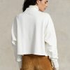 Weiße Oversize-Sweatshirts aus Baumwolle mit Stehkragen und Ralph Lauren-Logo für Damen