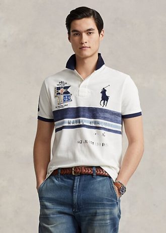 Weiße Poloshirts aus Mesh mit Big Pony-Print für Herren von Ralph Lauren