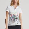 Weiße Poloshirts mit French Quarter-Motiv von Ralph Lauren für Damen im Tailored Fit