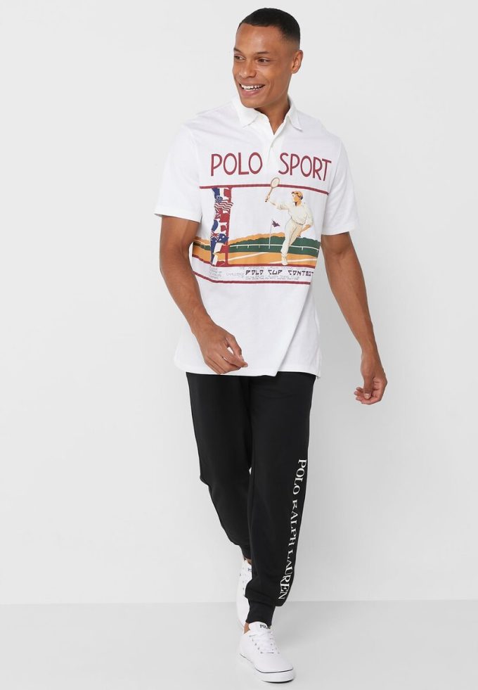 Weiße Poloshirts mit Grafik von Ralph Lauren für Herren