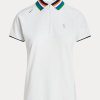 Weiße Poloshirts mit Viertelreißverschluss im Tailored Fit von Ralph Lauren für Damen
