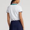 Weiße Poloshirts mit Viertelreißverschluss im Tailored Fit von Ralph Lauren für Damen