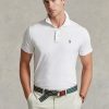 Weiße Ralph Lauren Custom Slim Fit Poloshirts aus weicher Baumwolle für Herren