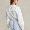 Weiße Ralph Lauren Damen-Blousonhemden aus Baumwolle mit kastenförmiger Passform