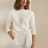 Weiße Ralph Lauren Embellished RL Pullover aus Baumwollmischung für Damen