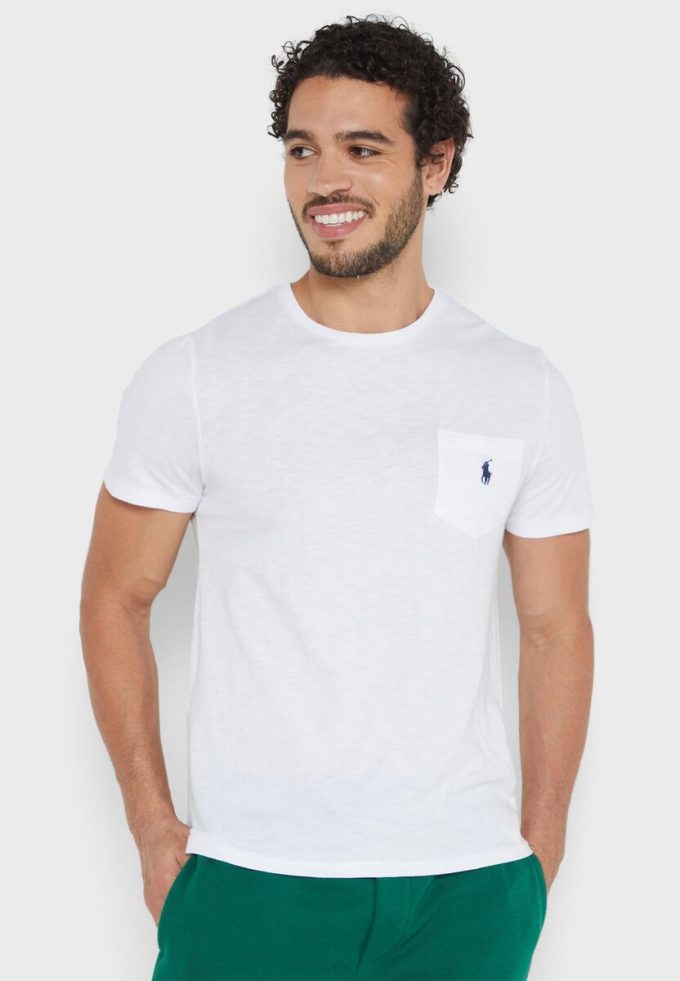 Weiße Ralph Lauren Essential T-Shirts mit Rundhalsausschnitt für Herren