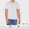 Weiße Ralph Lauren Essential T-Shirts mit V-Ausschnitt im 2er-Pack für Herren