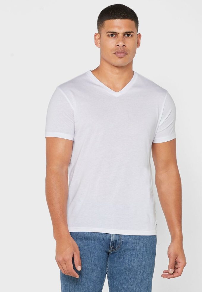 Weiße Ralph Lauren Essential T-Shirts mit V-Ausschnitt im 2er-Pack für Herren