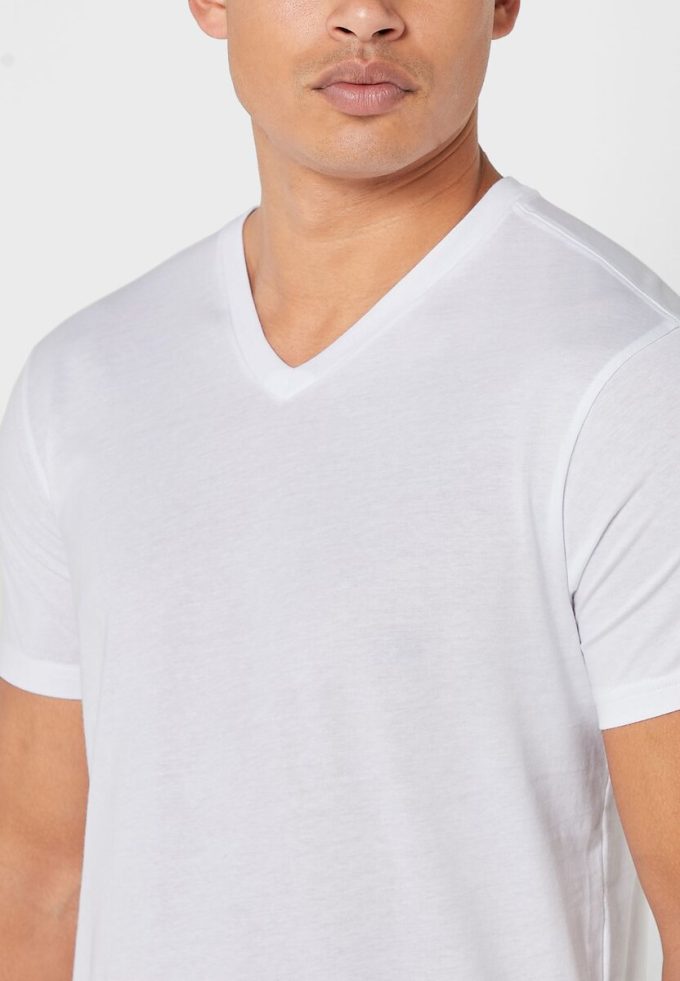 Weiße Ralph Lauren Essential T-Shirts mit V-Ausschnitt im 2er-Pack für Herren
