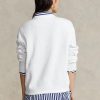 Weiße Ralph Lauren Fleece-Pullover mit Rundhalsausschnitt für Damen