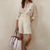 Weiße Ralph Lauren Francine Maulbeerseiden-Shorts für Damen