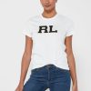 Weiße Ralph Lauren Graphic Rundhals-T-Shirts für Damen