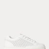 Weiße Ralph Lauren Hailey Sneakers aus perforiertem Leder für Damen