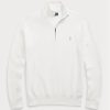 Weiße Ralph Lauren Herren-Pullover aus Baumwolle mit Viertelreißverschluss und Netzstrick