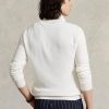 Weiße Ralph Lauren Herren-Pullover aus Baumwolle mit Viertelreißverschluss und Netzstrick
