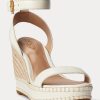 Weiße Ralph Lauren Hilarie Espadrilles aus Leder für Damen