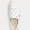 Weiße Ralph Lauren Janson II Action Leder-Sneakers für Damen