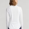 Weiße Ralph Lauren Jersey-Pullover mit Viertelreißverschluss für Damen