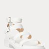 Weiße Ralph Lauren Kayleen Sandalen aus Nappaleder für Damen