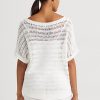 Weiße Ralph Lauren Kurzarmpullover aus Baumwollnetz für Damen