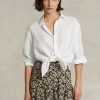 Weiße Ralph Lauren Leinenhemden im Relaxed Fit für Damen