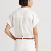 Weiße Ralph Lauren Leinenhemden mit Dolman-Ärmeln für Damen