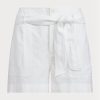 Weiße Ralph Lauren Leinenshorts mit Gürtel für Damen