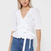 Weiße Ralph Lauren Oberteile mit Rüschendetail für Damen