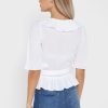 Weiße Ralph Lauren Oberteile mit Rüschendetail für Damen