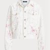 Weiße Ralph Lauren Pink Pony Denim Truckerjacken für Damen
