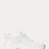 Weiße Ralph Lauren Reaghan Sneakers aus Leder und Wildleder für Damen