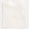 Weiße Ralph Lauren Rippstrick-Korsett-Tube-Tops für Damen