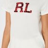 Weiße Ralph Lauren Rundhals-Oberteile mit Grafik für Damen