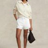 Weiße Ralph Lauren Shorts aus mehrlagigem Ripstop-Jersey mit Kordelzug für Damen