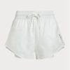 Weiße Ralph Lauren Shorts aus mehrlagigem Ripstop-Jersey mit Kordelzug für Damen