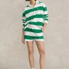 Weiße Ralph Lauren Sportshorts mit gestreiftem Kordelzug für Damen