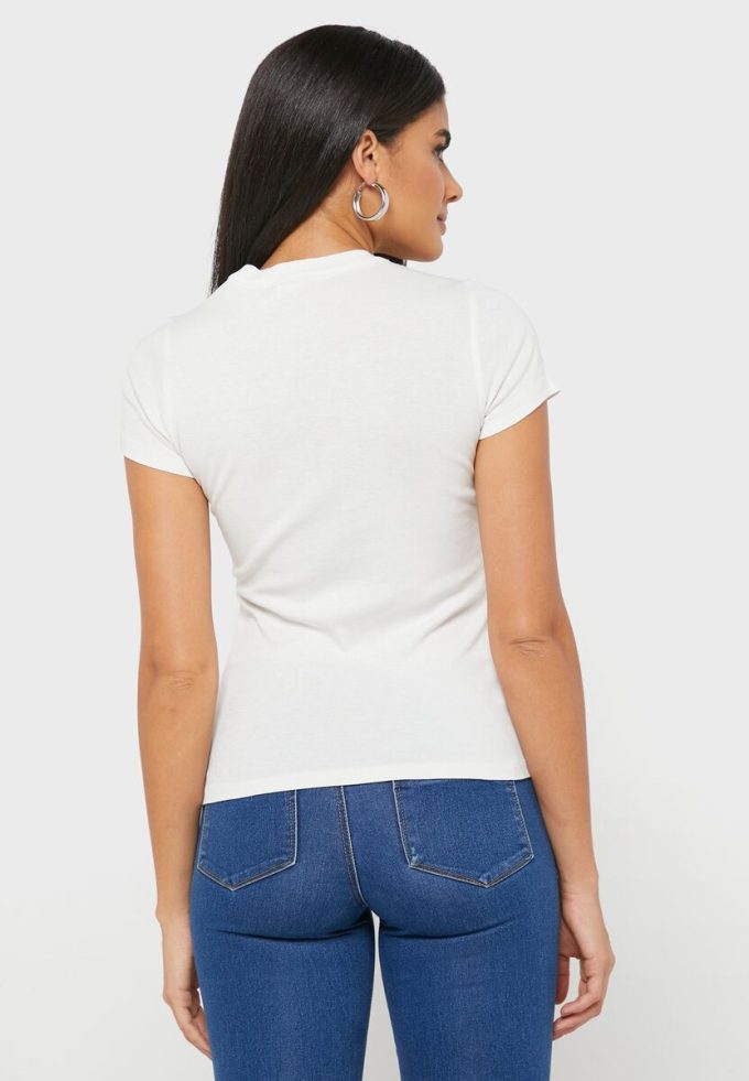 Weiße Ralph Lauren T-Shirts mit Rundhalsausschnitt und Grafik für Damen