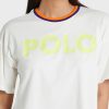 Weiße Ralph Lauren T-Shirts mit Rundhalsausschnitt und Grafik für Damen