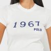 Weiße Ralph Lauren T-Shirts mit Rundhalsausschnitt und Grafik für Damen