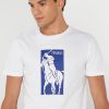 Weiße Ralph Lauren T-Shirts mit Rundhalsausschnitt und Print für Herren