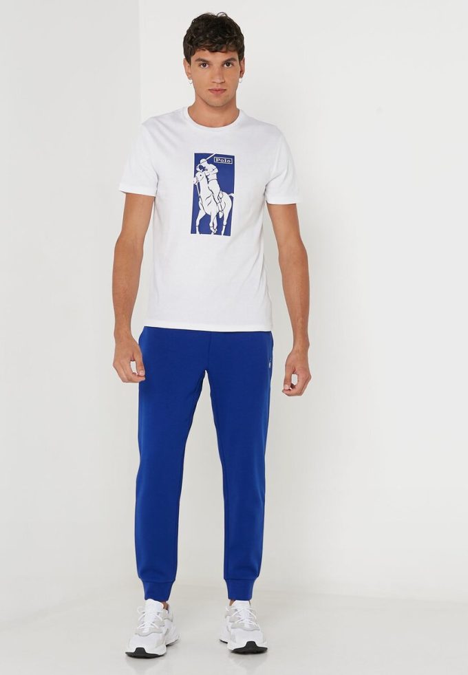 Weiße Ralph Lauren T-Shirts mit Rundhalsausschnitt und Print für Herren