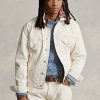 Weiße Ralph Lauren Trucker-Jacken aus Canvas im Relaxed Fit für Herren