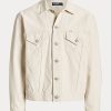 Weiße Ralph Lauren Trucker-Jacken aus Canvas im Relaxed Fit für Herren