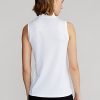 Weiße ärmellose Poloshirts mit Viertelreißverschluss von Ralph Lauren für Damen