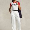 Weiße Satinhose mit geradem Bein von Ralph Lauren für Damen