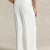 Weiße Satinhose mit geradem Bein von Ralph Lauren für Damen