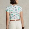 Weiße T-Shirts aus gerippter Baumwolle mit Reisemotiv von Ralph Lauren für Damen