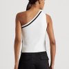 Weiße, zweifarbige, kurze Pullover mit One-Shoulder-Ausschnitt von Ralph Lauren für Damen